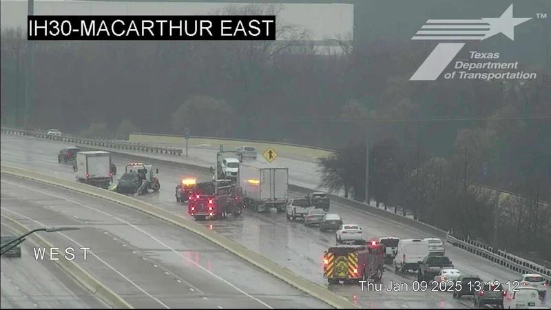 Significant Vehicle Collision on IH30 at MacArthur Blvd Causes Lane Blockages