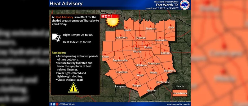 Heat Advisory in effect until Friday night, Air Quality Alert Thursday