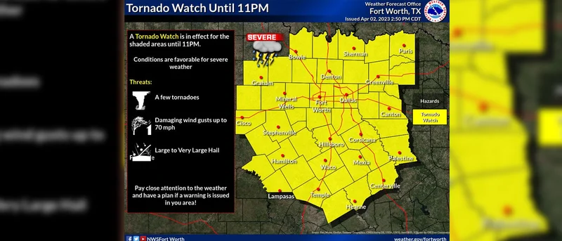 Tornado Watch issued for Kaufman County Sunday evening