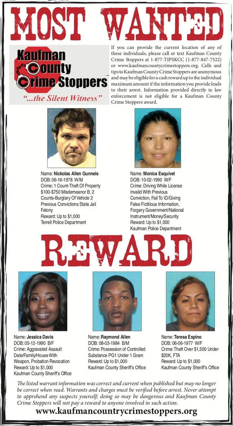 June 2019: Kaufman County's Most Wanted