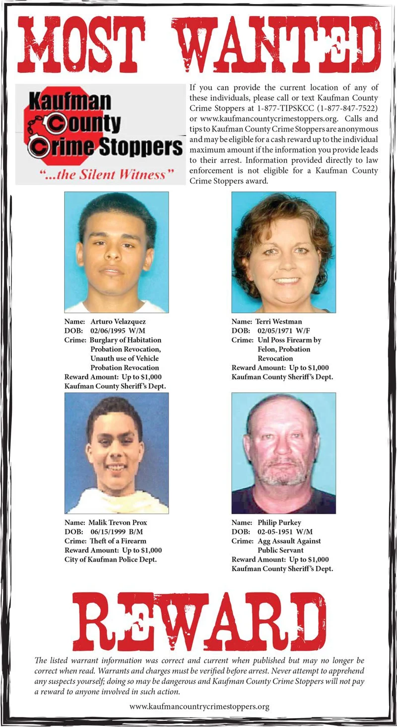 February 2018: Kaufman County's Most Wanted