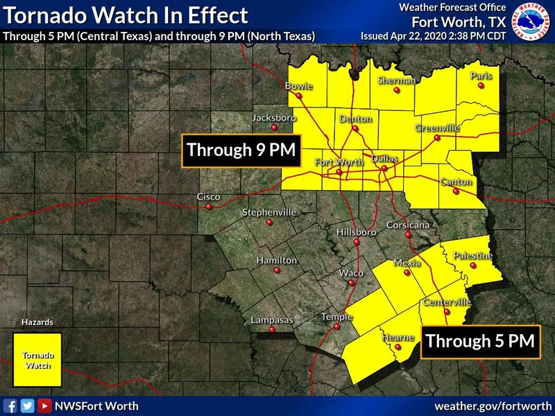 Tornado Watch for Kaufman County until 9 p.m.