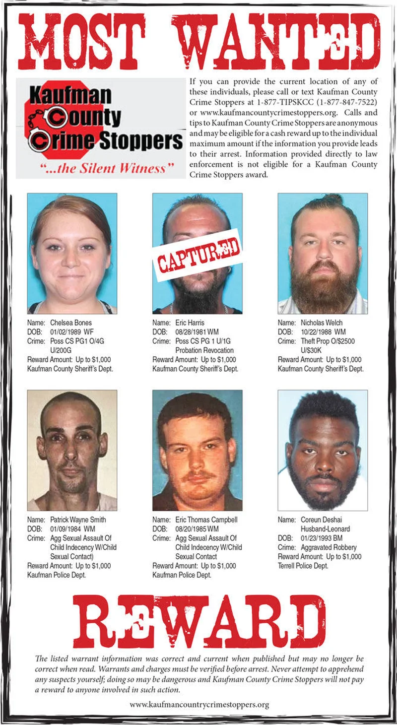 August 2018: Kaufman County's Most Wanted