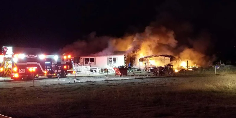 Several fire departments battle Crandall-area structure fire overnight