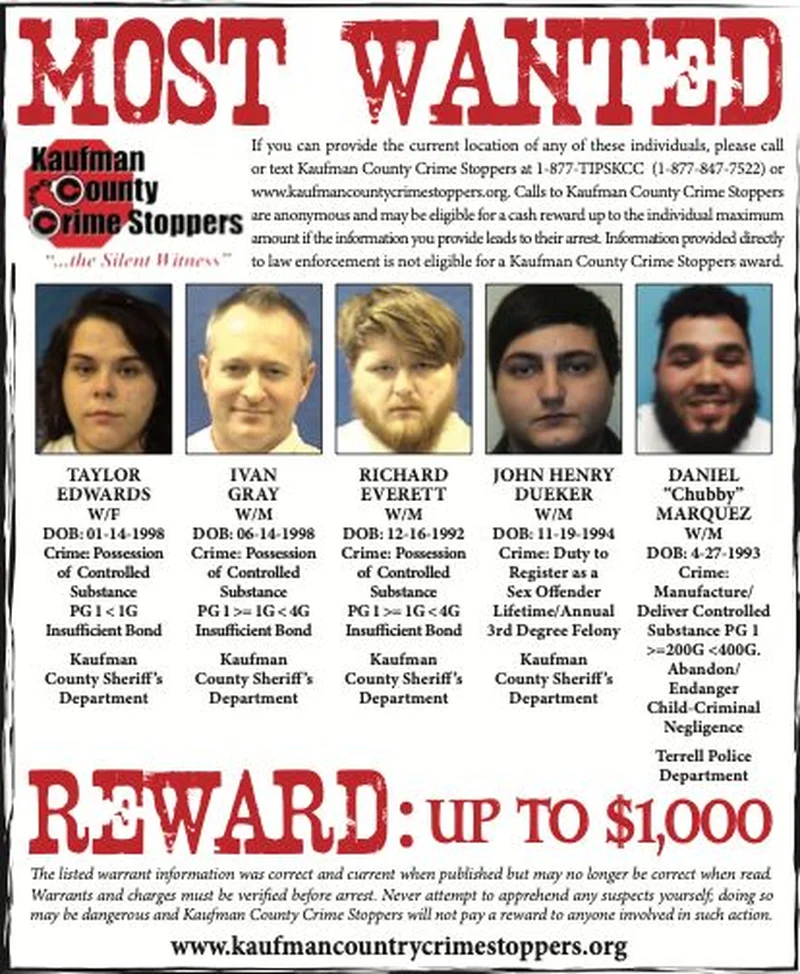 May 2022: Kaufman County's Most Wanted