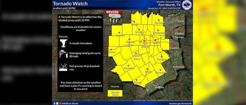 Kaufman County under Tornado Watch until 10 p.m.
