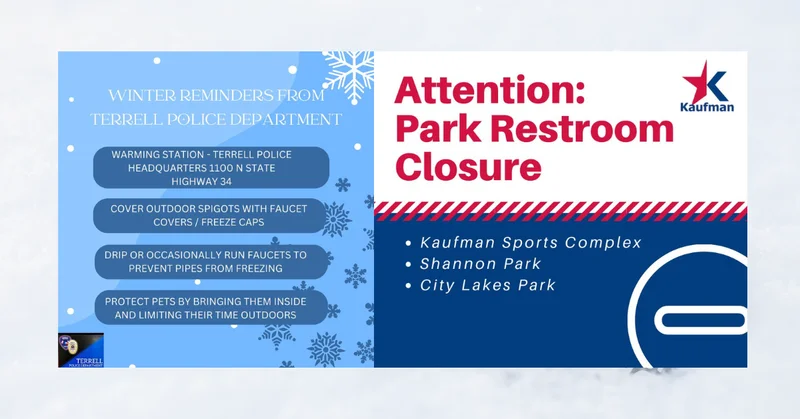 Winter Weather Updates Around Kaufman County - Warming Stations/Closures