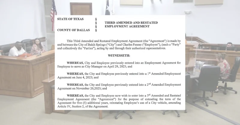 Balch Springs City Manager Contract Reinstated For Five Years - $27k Annual Pay Increase, City Vehicle