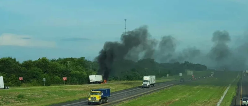 Semi-trailer hauling chemicals catches fire in Kaufman County
