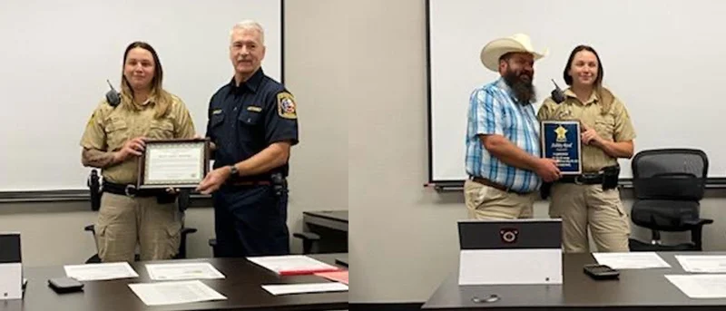 HCSO deputy presented Life Saving pin, accommodation for off-duty actions to save drowning woman at Cedar Creek Reservoir
