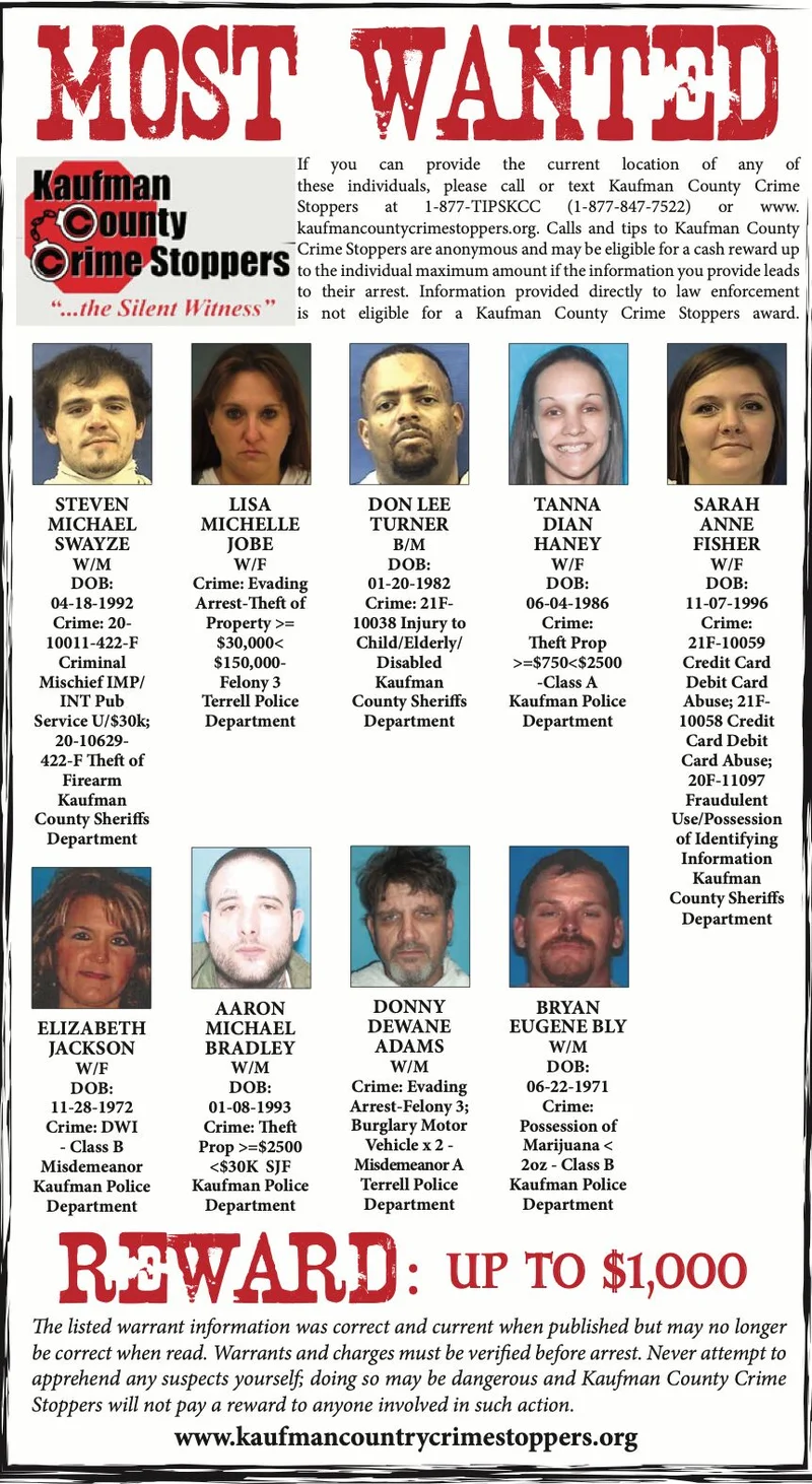 February 2021: Kaufman County's Most Wanted