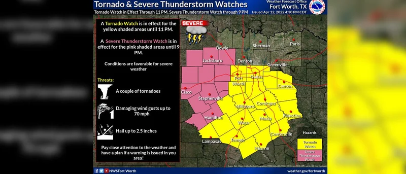 Tornado Watch issued for Kaufman County until 11 p.m.