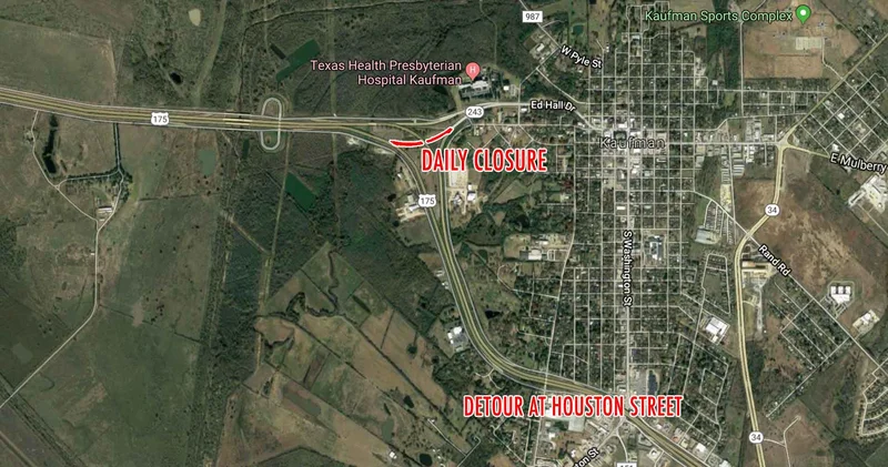 EB U.S. Highway 175 exit ramp to SH 243 to be closed daily for repairs