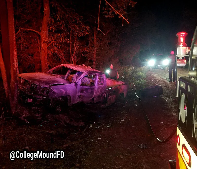 Driver flees scene of fiery overnight crash