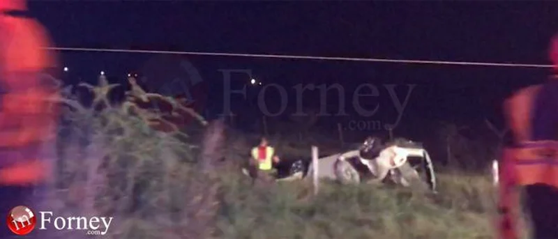 Vehicle overturns, taking utility pole with it on FM 548