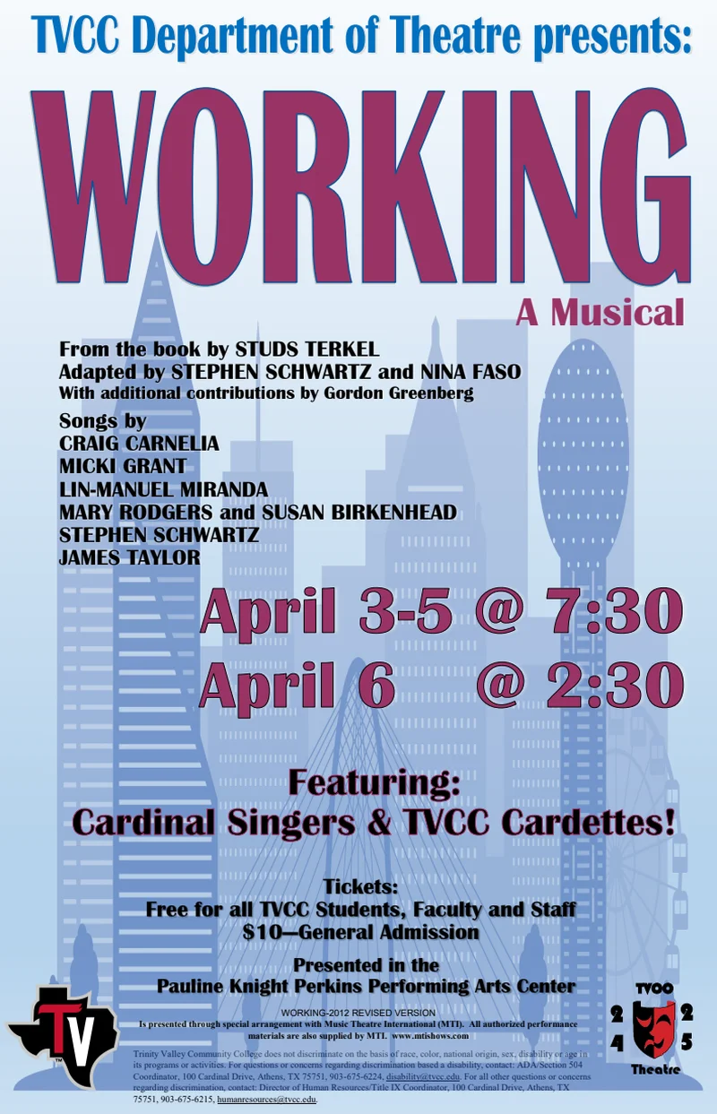 TVCC Theatre Department Announces “Working: A Musical” Cast
